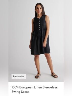 Sleeveless Black Linen Swing Dress- NWT-Quince
